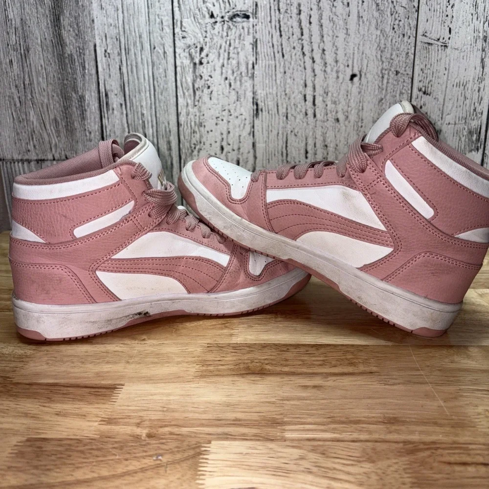 Puma Women's 7.5 High Top Sneakers Rebound Lay Up SL White Pink  Shoes